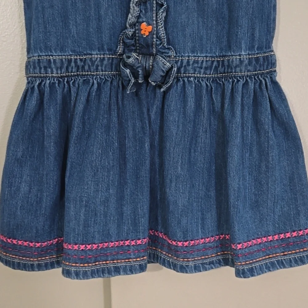 Gymboree Girls Blue Denim Dress with Colorful Butterfly Buttons Size 8